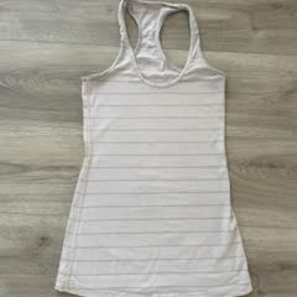 Lululemon cool racerback tank- size 6 light pink wt Stripe - Picture 1 of 2
